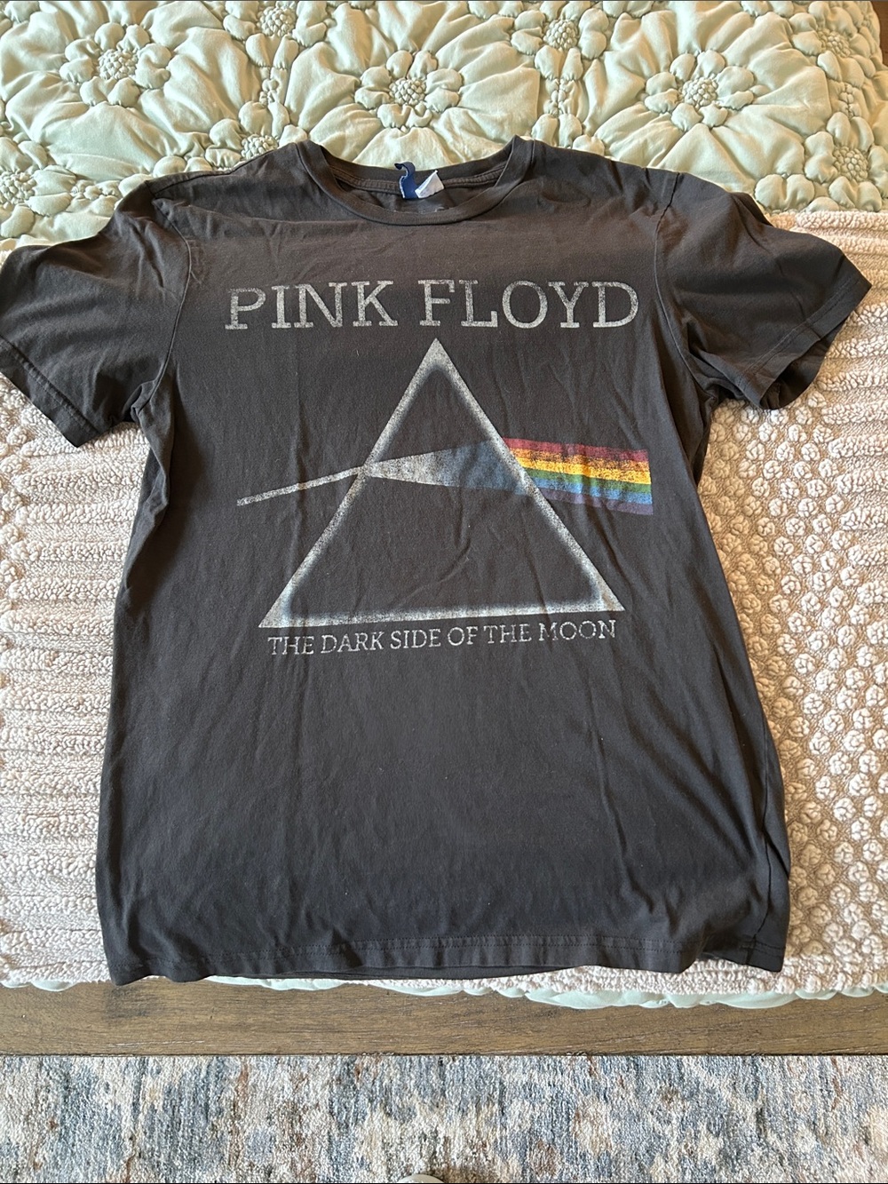 Pink Floyd Black Tee with Rainbow Prism Graphic
